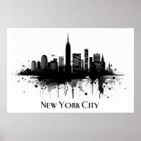 Poster en noir et blanc New York City Skyline