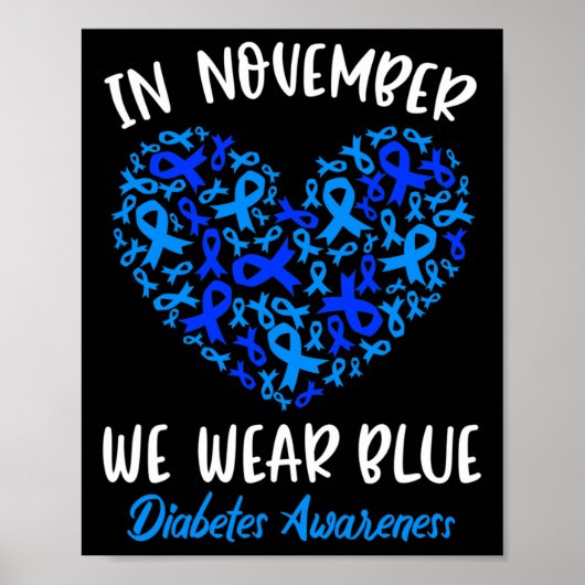 Poster En Novembre Nous Portons Bleu Cure Diabète Sensibi (Devant)