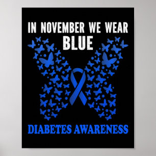 Poster En Novembre Nous Portons Bleu Diabète Sensibilisat