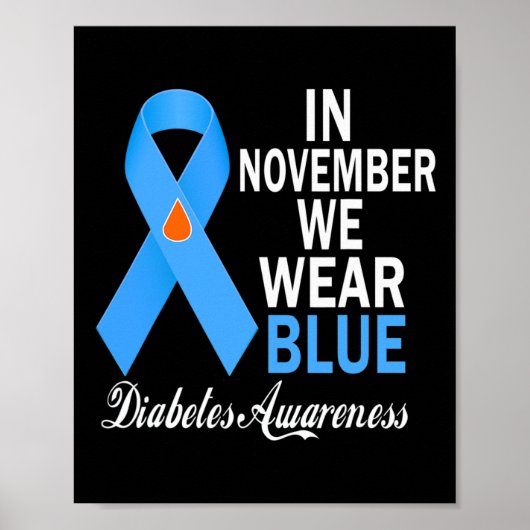 Poster En Novembre Nous Portons Bleu Diabète Sensibilisat (Devant)