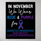 Poster En Novembre Nous Portons Bleu Et Violet Diabète Pa (Devant)