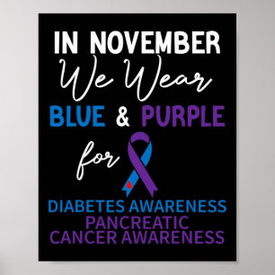 Poster En Novembre Nous Portons Bleu Et Violet Diabète Pa