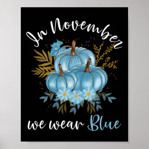 Poster En Novembre Nous Portons Bleus Citrouilles Chute D