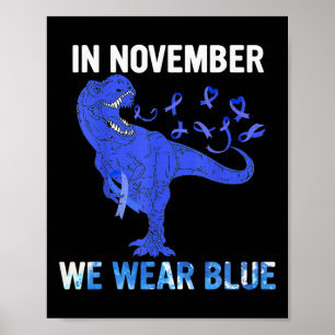 Poster En Novembre Nous Portons Blue Diabetes Awareness T
