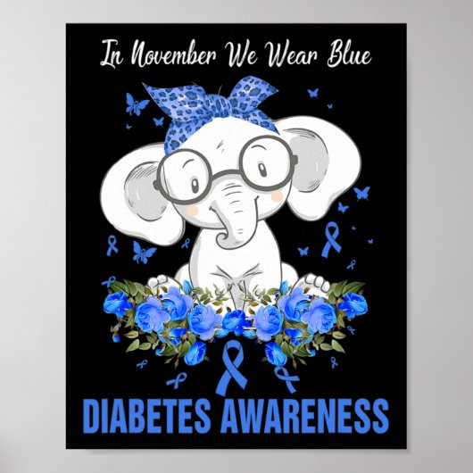 Poster En Novembre, Nous Portons Blue Elephant Diabetes A (Devant)