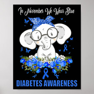 Poster En Novembre, Nous Portons Blue Elephant Diabetes A