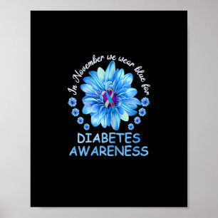 Poster En Novembre Nous Portons Blue Sunflower Diabetes A