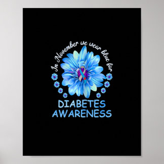 Poster En Novembre Nous Portons Blue Sunflower Diabetes A