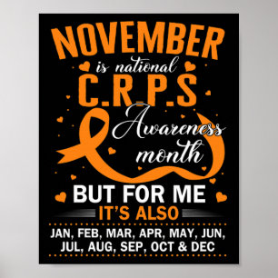 Poster En Novembre Nous Portons Orange Ribbon CRPS Sensib
