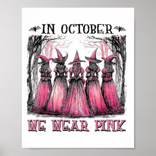 Poster En Octobre Nous Portons Nk Ribbon Witch Halloween