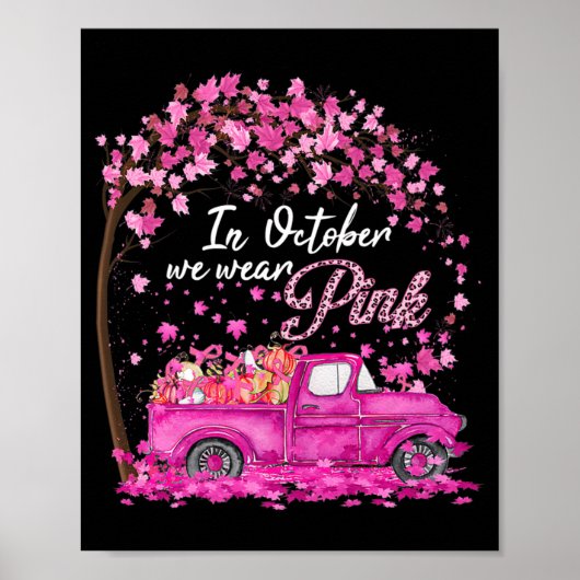 Poster En Octobre Nous Portons Pink Breast Cancer Sensibi (Devant)