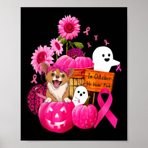 Poster En Octobre Nous Portons Pink Chihuahua Chig Cance