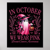 Poster En Octobre Nous Portons Pink Ghosts Cancer Du Sein (Devant)
