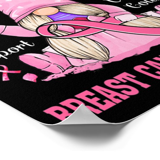 Poster En Octobre Nous Portons Pink Gnome Certifié Cancer (Coin)