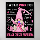 Poster En Octobre Nous Portons Pink Gnome Certifié Cancer (Devant)