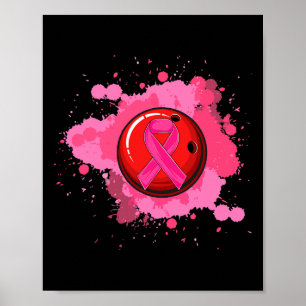 Poster En Octobre Nous Portons Pink Ribbon Bowling Breast