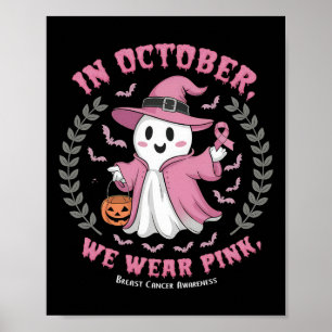 Poster En Octobre Nous Portons Pink Witch Citrouille Brea