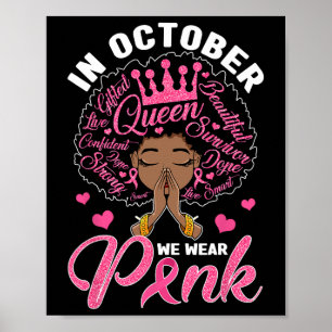 Poster En Octobre Nous Portons Rose Breast Cancer Warrior