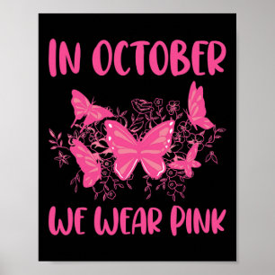 Poster En Octobre Nous Portons Rose Fun Butterfly coût Gr