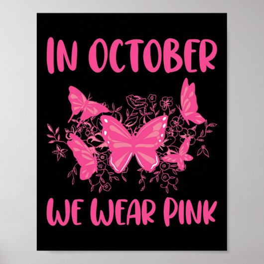 Poster En Octobre Nous Portons Rose Fun Butterfly coût Gr (Devant)