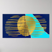 Poster en or bleu Abstrait Collage moderne Wall Ar (Devant)