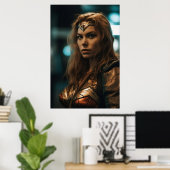 Poster en or et en bronze pour Superhero féminin (Bureau à domicile)