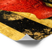 Poster en or noir Vase rouge chinois asiatique (Coin)