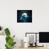 Poster en paix ~ Pleine lune Psychedelic Trippy Orca Whal (Bureau à domicile)
