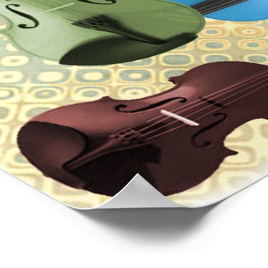 Poster en papier peint violon multicolore (Coin)