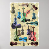 Poster en papier peint violon multicolore (Devant)