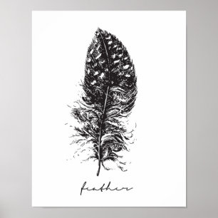 Poster en plumes noir et blanc
