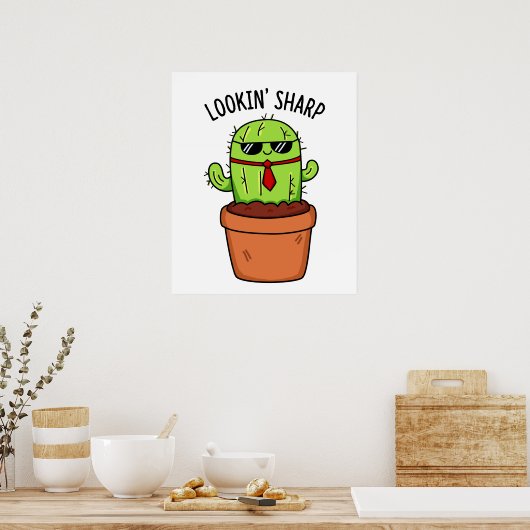 Poster En regardant Sharp Funny Cactus Pun (Cuisine)