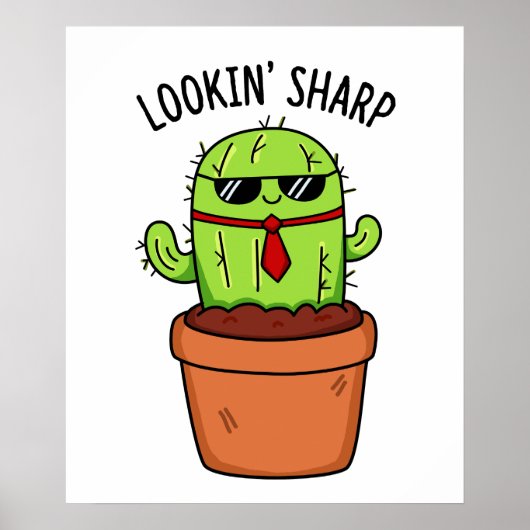 Poster En regardant Sharp Funny Cactus Pun (Devant)