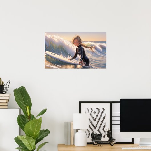 Poster En route pour attraper une vague (Bureau à domicile)