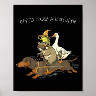 Poster En route pour causer une pagaille drôle dachshund