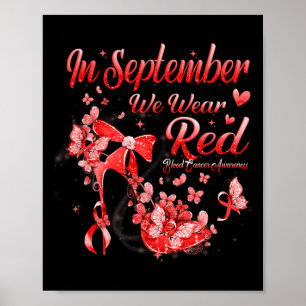 Poster En Septembre Nous Portons Le Papillon Rouge Cancer