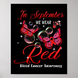 Poster En Septembre Nous Portons Le Papillon Rouge Cancer