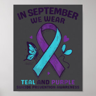 Poster En septembre, nous portons le ruban sarcelle viole
