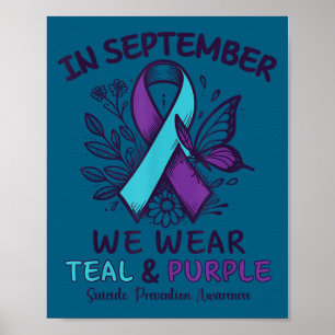 Poster En Septembre Nous Portons Le Ruban Violet Sarcelle