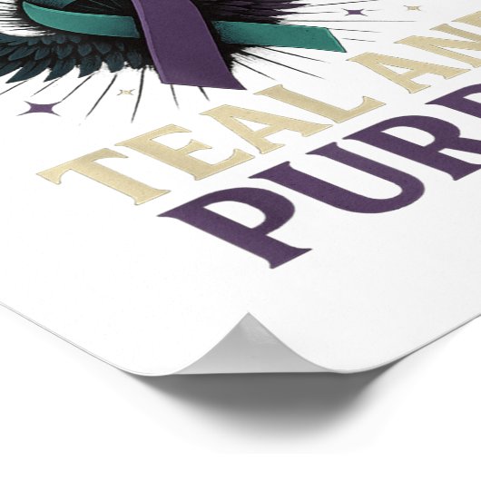 Poster En Septembre Nous Portons Turquoise Et Violet (Coin)