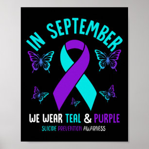 Poster En Septembre Nous Portons Turquoise Ribbon Suicide