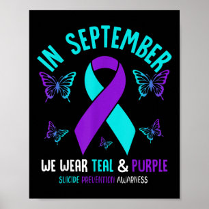 Poster En Septembre Nous Portons Turquoise Ribbon Suicide