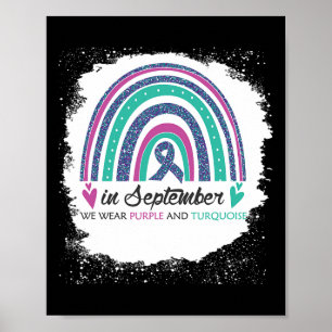Poster En Septembre Nous Portons Violet Et Turquoise Blea