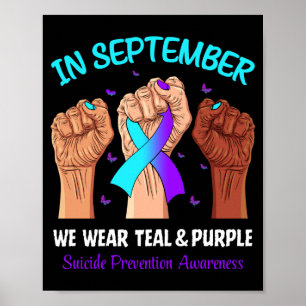 Poster En septembre, portez du ruban sarcelle violet pour
