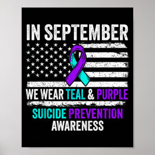 Poster En septembre, portez du sarcelle violet Prévention