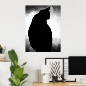 Poster en silhouette de chat noir (Bureau à domicile)