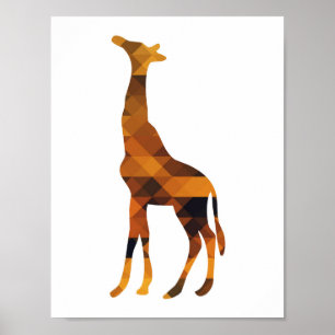 Poster en silhouette de Giraffe géométrique