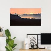 Poster en silhouette des montagnes Sunset (Bureau à domicile)