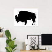 Poster en silhouette unique de bison de pop Art Bu (Bureau à domicile)