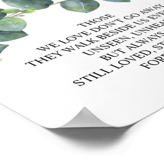 Poster En souvenir affectueux Panneau de table commémorat (Coin)